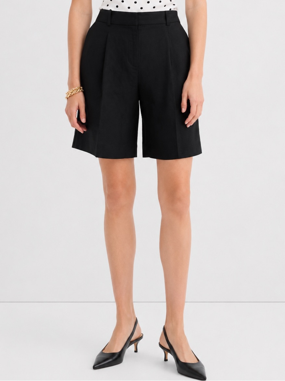 LOFT • Bermuda Shorts in Linen Blend - Black - Size 16